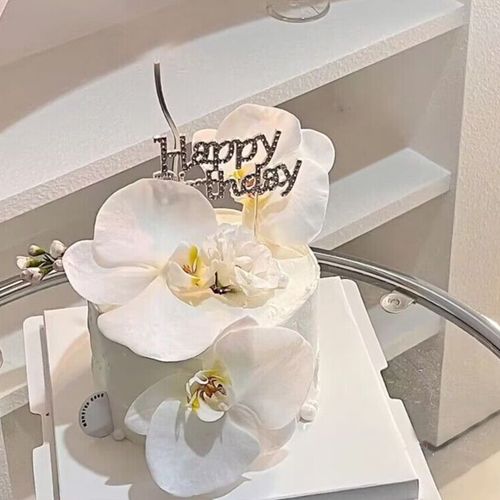 韩式女神花朵蛋糕装饰妈妈女朋友蝴蝶兰祝福生日蛋糕甜品插件摆件