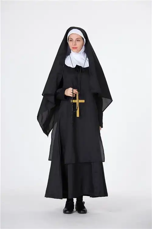 新款分码圣母玛利亚服装修女服万圣节表演服牧师服装舞会演出服