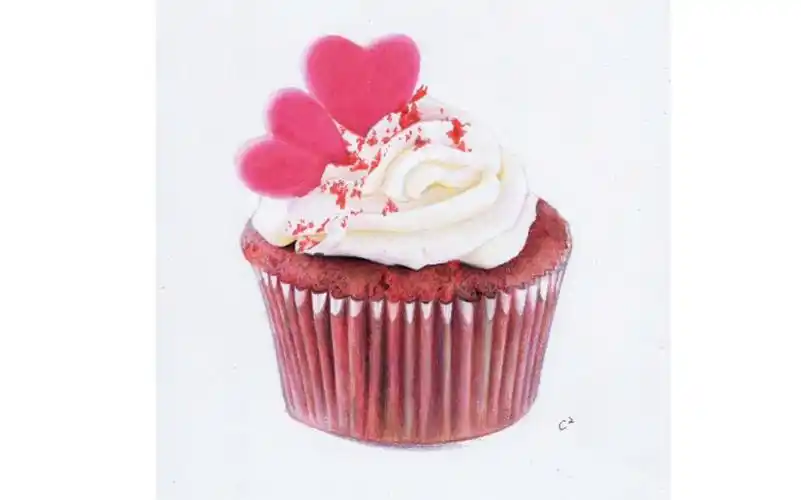 【彩铅画】爱心杯子蛋糕 彩铅手绘过程