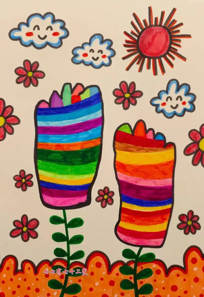 脚印创意画|和孩子一起进行绘画创作.#创作灵感  脚印创意画 - 抖音