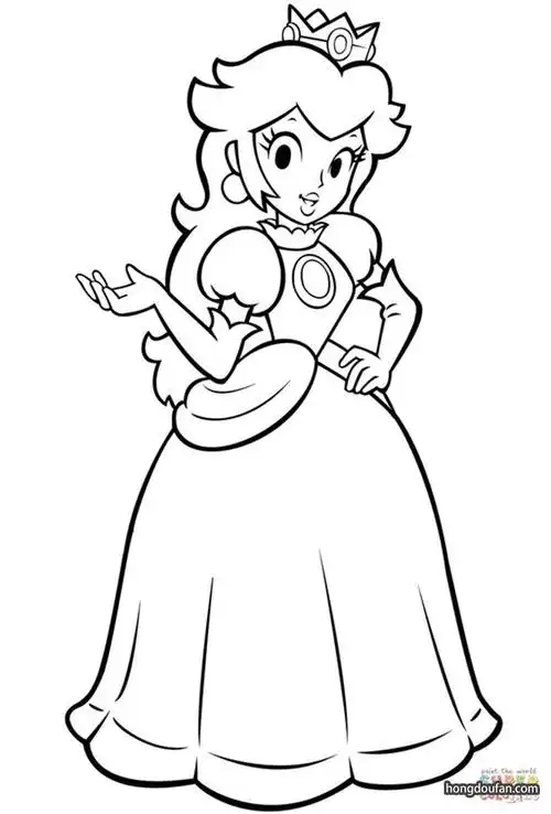 和你打招呼的碧奇公主涂色简笔画大全