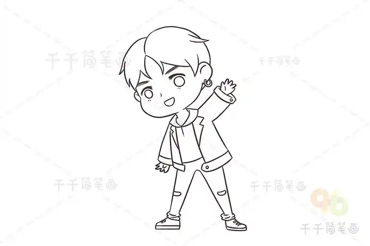 明星人物q版黄明昊justin简笔画