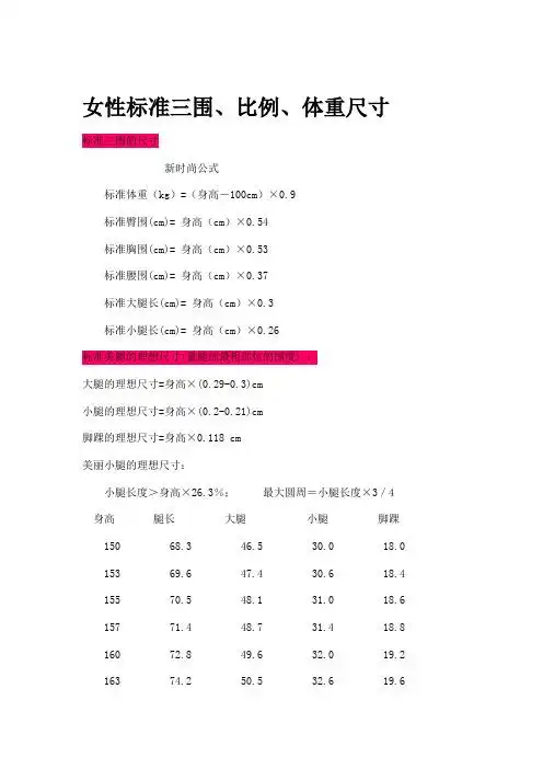 54 标准胸围(cm)=身高(cm)×0.53 标准腰围(cm