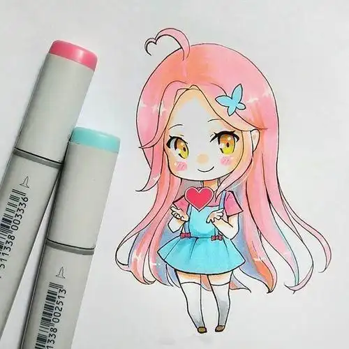 马克笔q版人物萌图简笔画画一个可爱版的小姐姐q版动漫人物简笔画简单