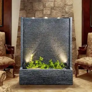 欧式    室内阳台会所    落地喷泉水幕墙流水墙水景景观鱼池摆件