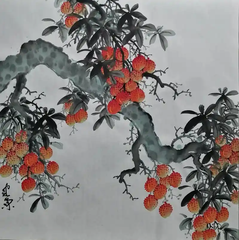 四尺斗方国画荔枝(一组).#感谢支持感谢关注  - 抖音