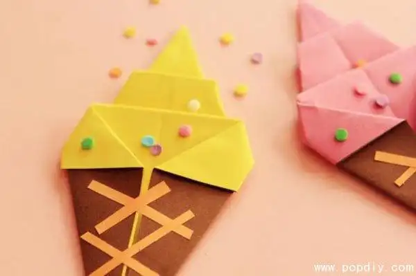 手工折纸diy漂亮可爱的冰淇淋教程图解