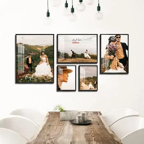 影楼婚纱照放大挂墙北欧简约水晶相框组合照片墙结婚照洗照片定制