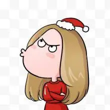 卡通撅嘴戴圣诞帽的女孩