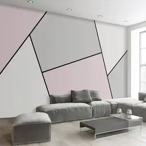 北欧壁纸现代简约电视背景墙创意几何图案墙纸网红粉灰定制壁画