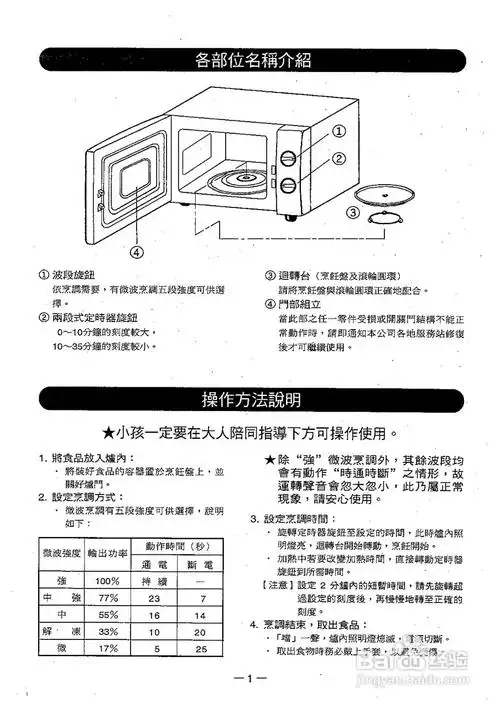 歌林ra-k20t型微波炉使用说明书