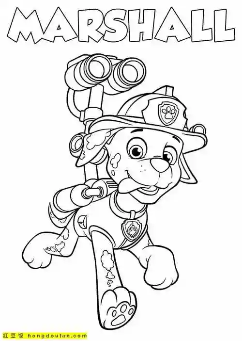 12张勇敢向前冲汪汪特工队小狗可爱涂色图片-红豆饭小学生简笔画大全