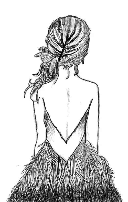 人物背影简笔画女孩