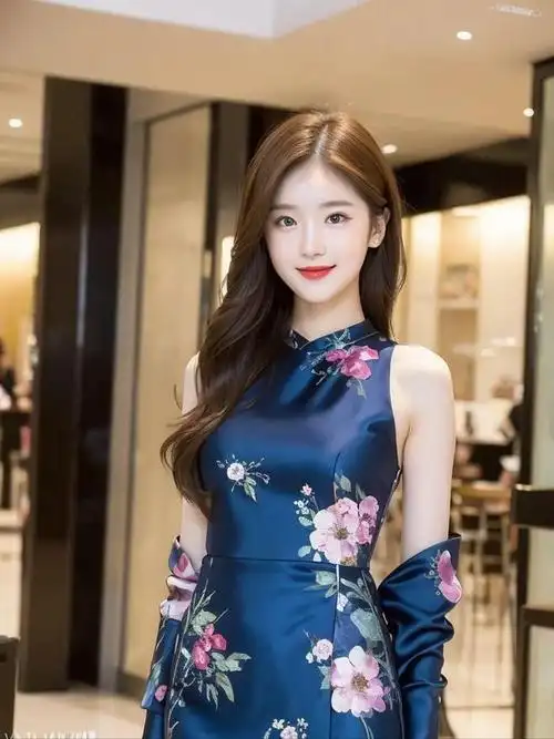 美女优雅女神降临蓝色鱼尾裙绽放绝美身姿惊艳全场