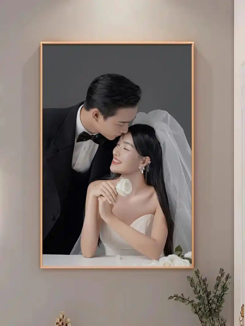 可以做放大相框相册的纯色背景婚纱照