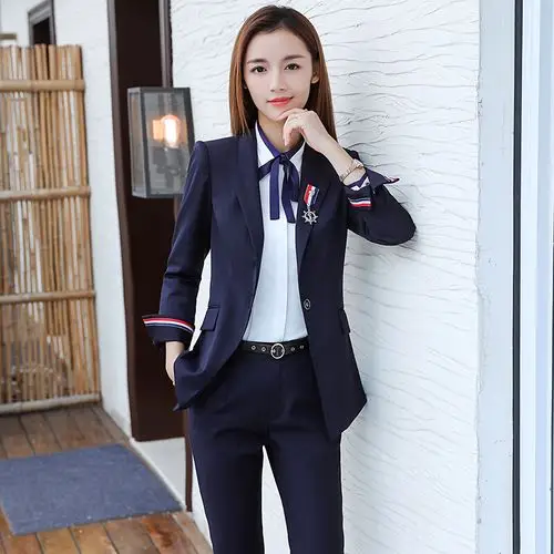 职业装女装套装2019新款秋冬工装女士西装套装面试正装ol工作服视频