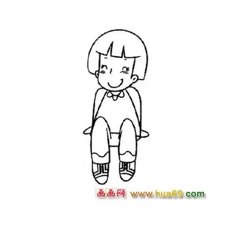 坐着的女孩简笔画