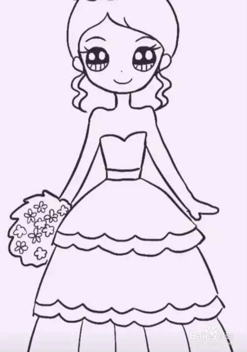 简笔画女孩子穿婚纱