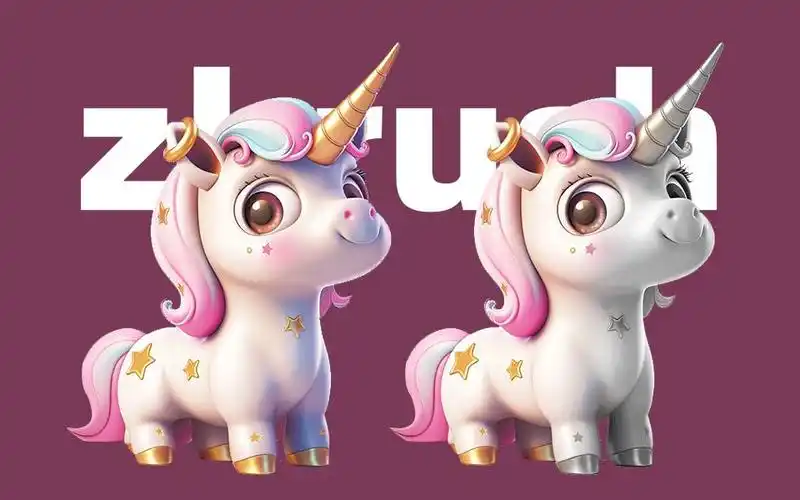 【zbrush手办雕刻】q版卡通独角兽手办模型雕刻,0基础新手入门必看