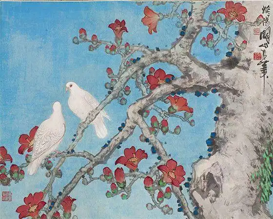 这幅作品是关山月先生上世纪70年代末创作的一张木棉花,大家知道