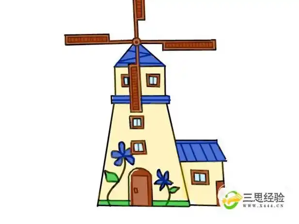 卡通简笔画:风车房子怎么画?_三思经验网