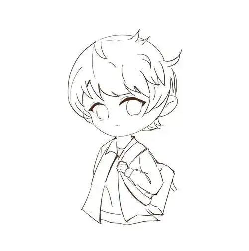 阿肯q版打卡男生线稿