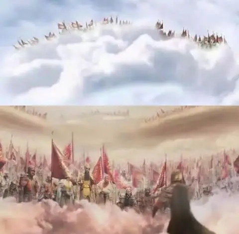 天空上出现6个天兵天将6个人影照片似曾相识图