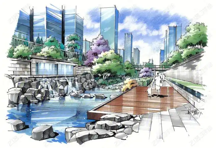 景观环艺风景园林考研手绘效果图绘制和上色