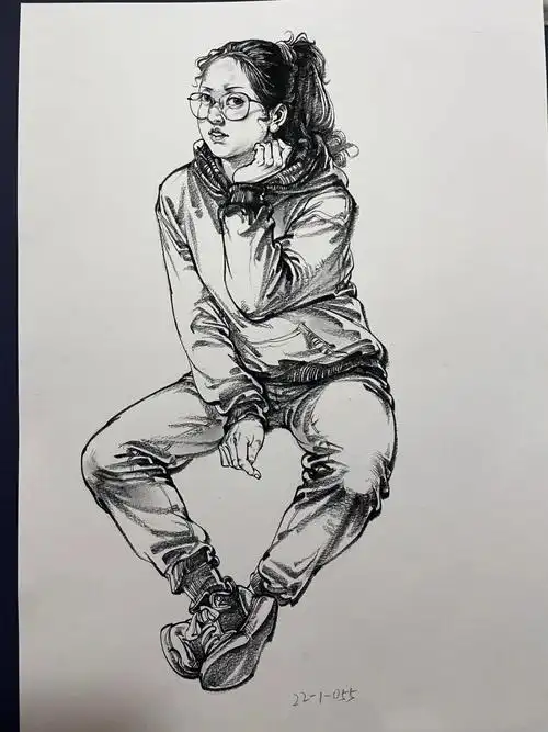 速写人物  #素描头像  #临摹  #美术生  #速写人物