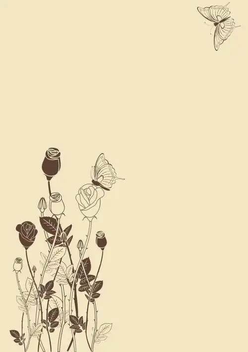 复古玫瑰线条美妆海报背景素材