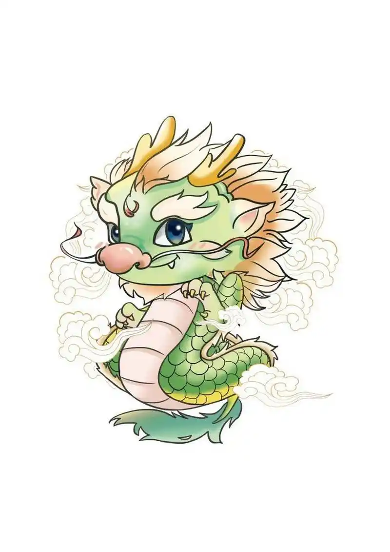 山海经 青龙 上古神兽 国潮q版插画欣赏 青龙,亦作"苍龙",古代神话中