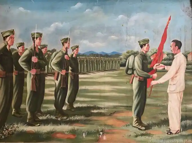 越南总统木板油画d28