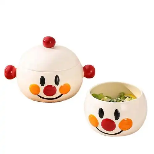日韩卡通面包陶瓷餐具可爱笑脸盘子高颜值杯碟碗