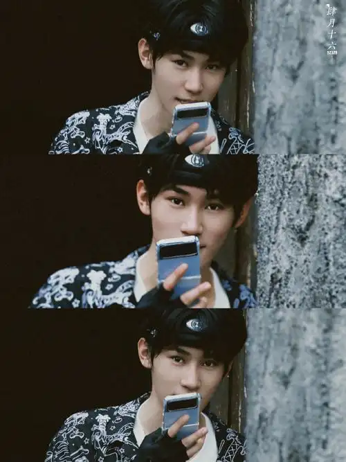 张真源卡通涂鸦衬衫发带造型