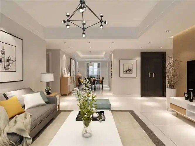 大户型现代简约客厅沙发背景墙