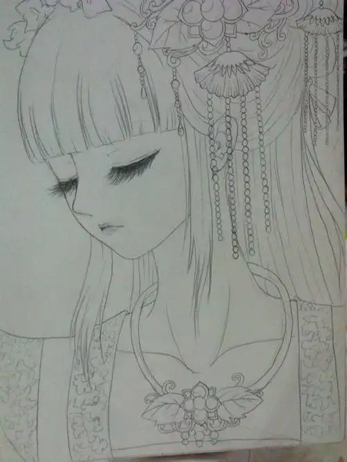 铅笔画手绘古装美女展示