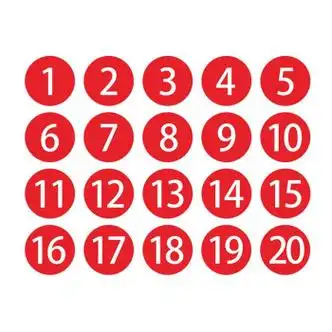 汀若数字贴纸编号 pvc餐馆饭店比赛桌号参赛选手号码牌 号码贴 1-60