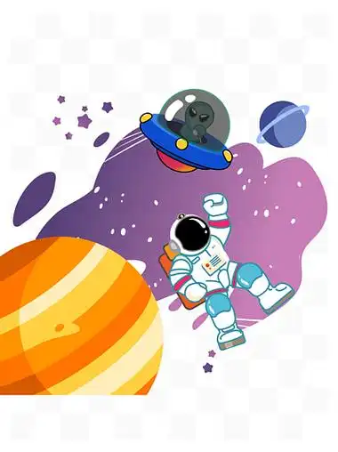 科技卡通宇航员与ufo
