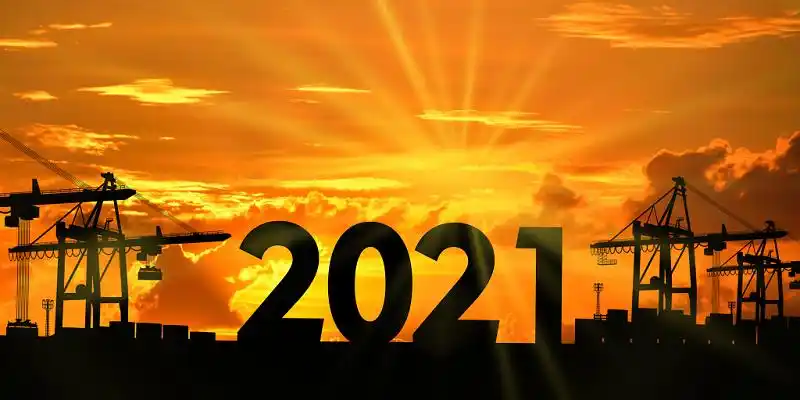 夕阳西下港口2021余晖光线新年企业年会展板背景图