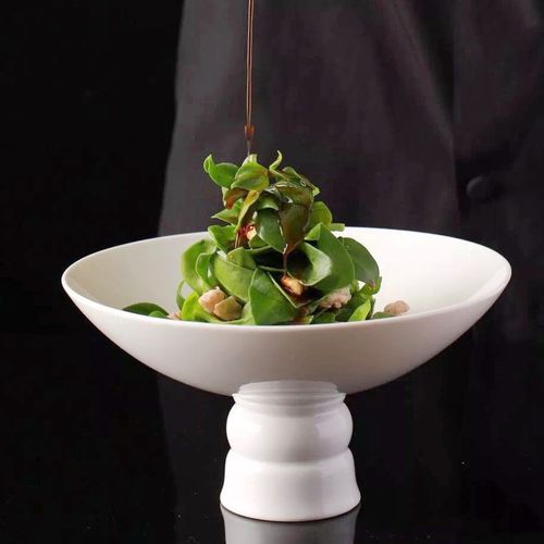 酒店摆盘餐具白瓷高脚热菜冷菜凉菜创意意境盘