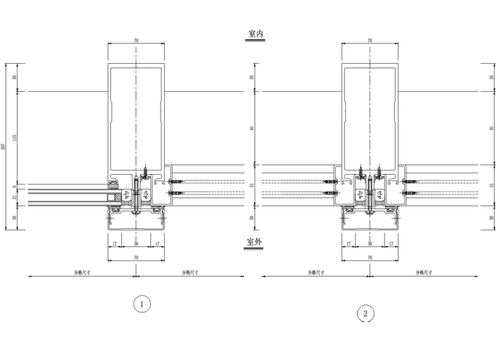 铝幕墙大样图-铝板幕墙横剖节点(五)
