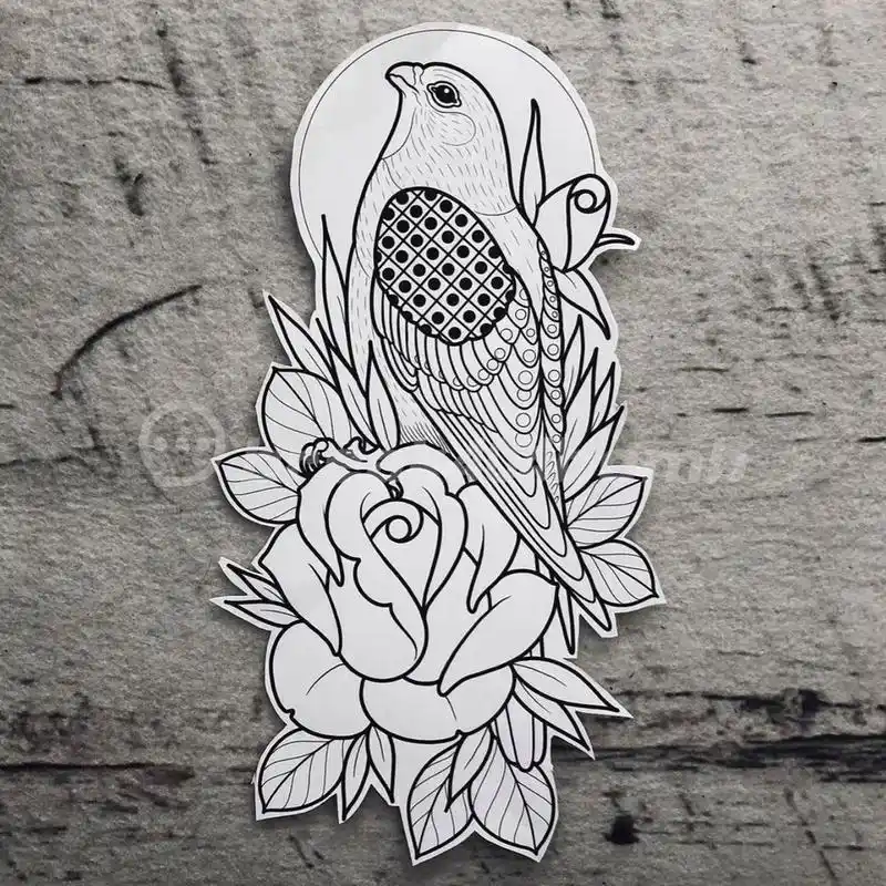 oldschool手稿线条丨欧美传统纹身 96欧美传统纹身线条手稿,拼接