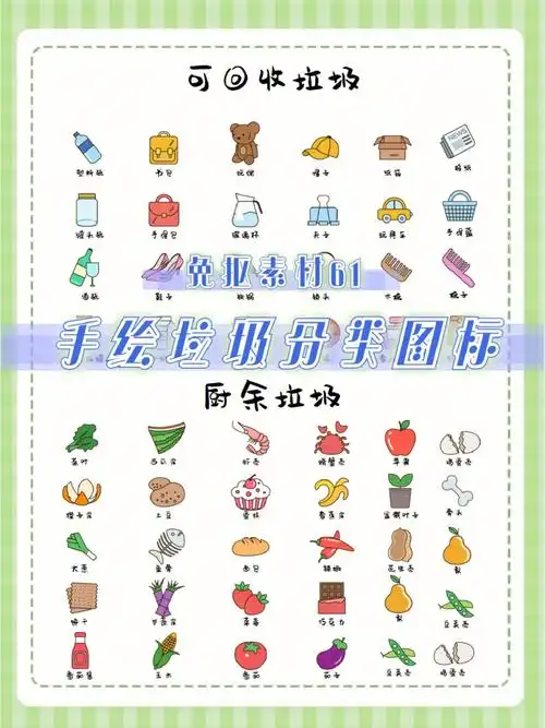 no61手绘风垃圾分类图标