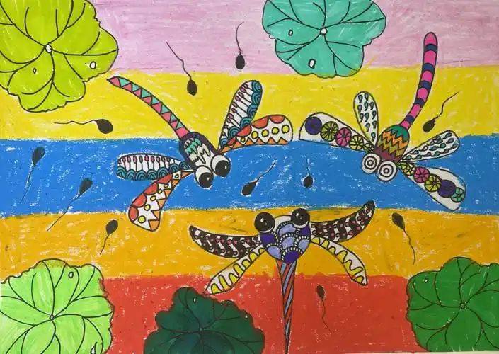 少儿美术小蜻蜓内涵过程图