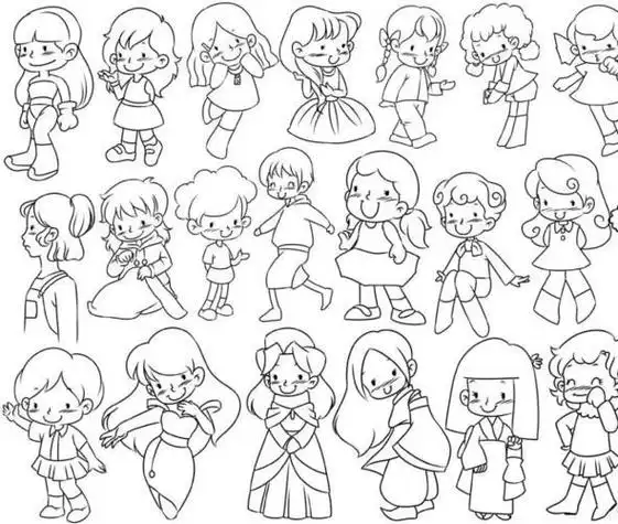 一组可爱人物简笔画图片很多人喜欢画萌萌又可爱的漂亮女生简笔画今天