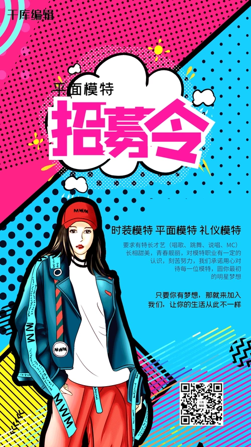 平面模特招聘宣传动态招聘海报