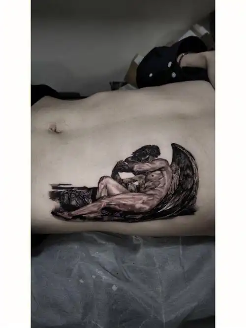 写实堕落天使纹身完成73