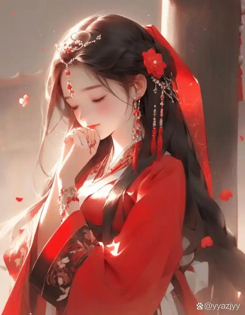 手机壁纸: 红色系古风美女手机壁纸,来喽~视觉效果温暖,也给冬天带来