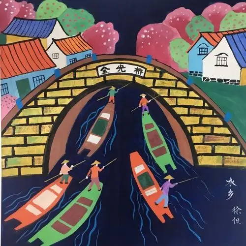 美上海古镇喜爱上海的理由学生绘画作品展示3