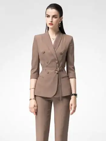 睿诺小西装女秋季英伦风职业装女装套装西服外套面试连锁店售楼处工作